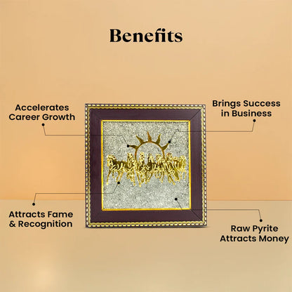 Majestic 7 Horses on Raw Pyrite Frame – A Symbol of Power and Prosperity