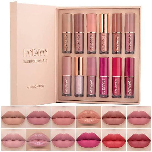 HANDIYAN Liquid Matte Lipstick 12 pcs set Waterproof Long lasting  (multicolour, 30 ml)