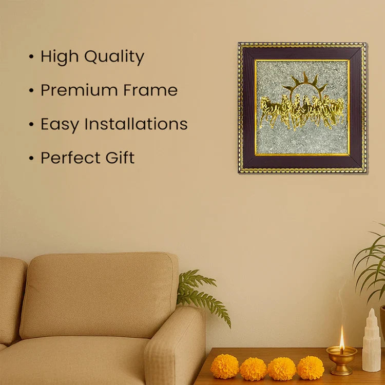Majestic 7 Horses on Raw Pyrite Frame – A Symbol of Power and Prosperity