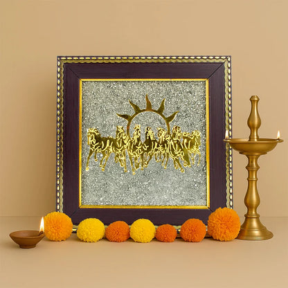 Majestic 7 Horses on Raw Pyrite Frame – A Symbol of Power and Prosperity