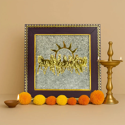 Majestic 7 Horses on Raw Pyrite Frame – A Symbol of Power and Prosperity